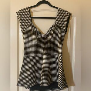 Anthropologie Deletta black and white checkered peplum top